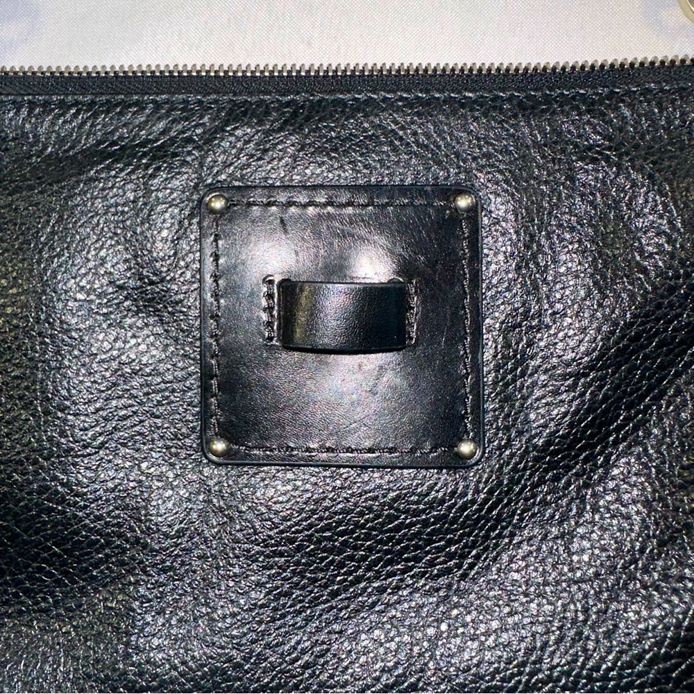 MICHAEL KORS • Black Leather Crossbody Zipper Chain Purse Tooth Spike Defense - Picture 3 of 13